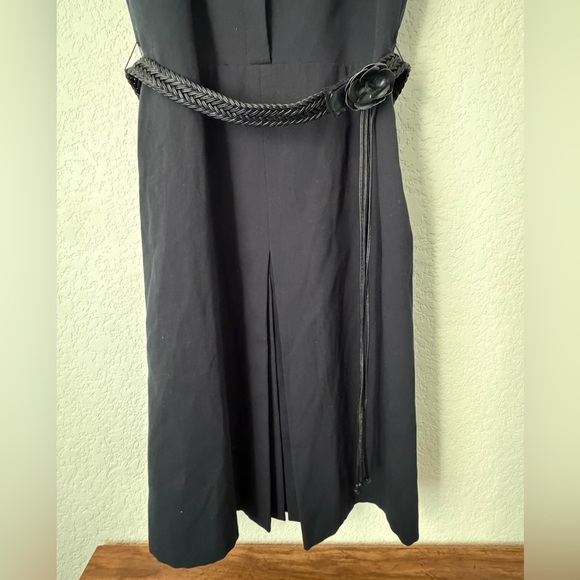 Lafayette 148 Dress Women Size 6 Sleeveless Midi Shirt Dress shirt Belt in Black - Picture 6 of 9